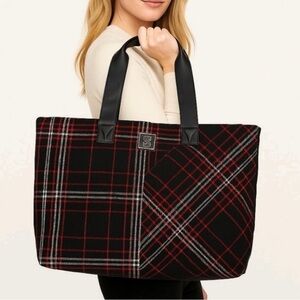 Victoria Secrets Black and Red Plaid Tote Bag